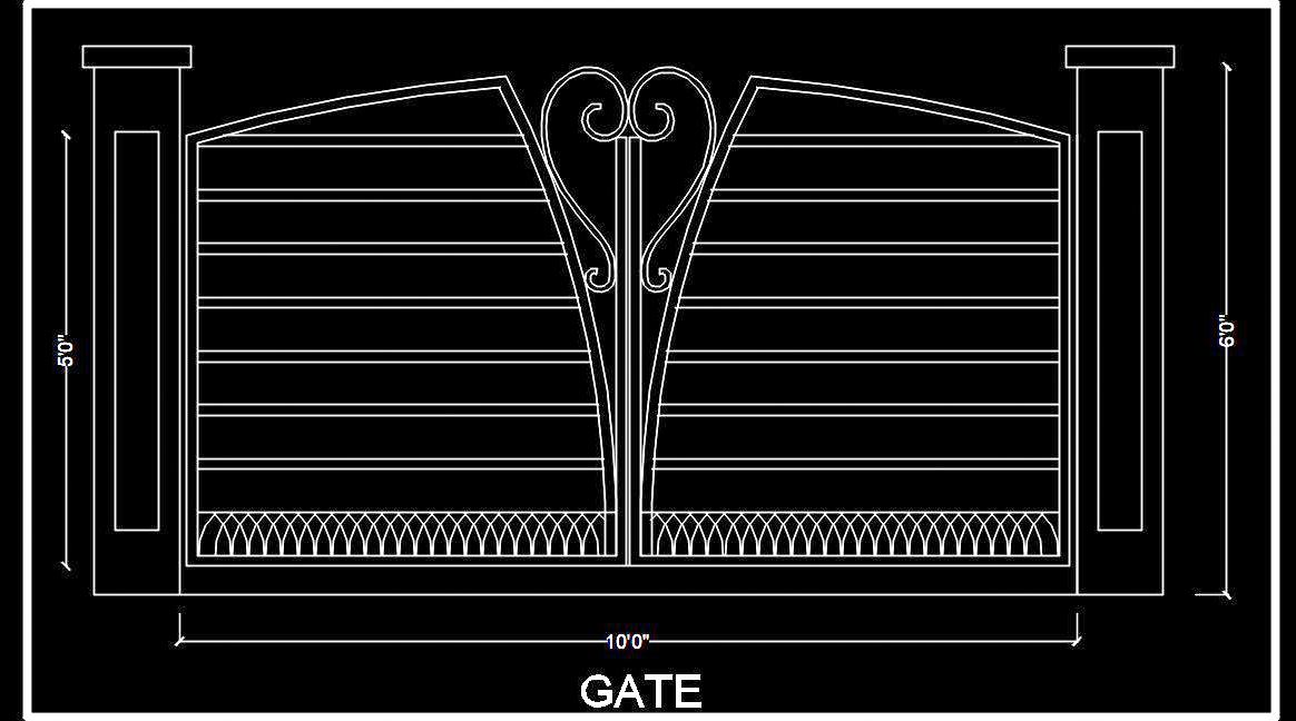 Modern Entrance Gate Free CAD Block - Elevation Design